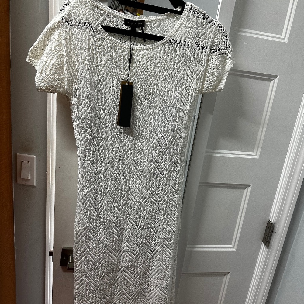 Donna Karen white summer dress, blue halter dress